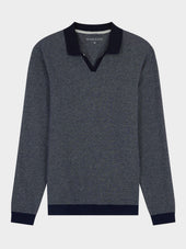 Polo Manches Longues Slim En Coton M Lang Bleu Marine