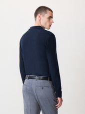 Polo Manches Longues Slim Bleu Marine