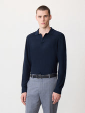Polo manches longues slim bleu marine