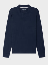 Polo Manches Longues Slim Bleu Marine