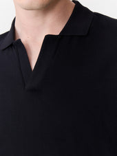 Polo Manches Longues Slim En Coton Noir