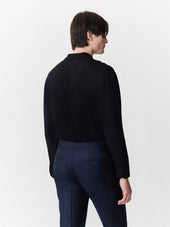 Polo Manches Longues Slim En Coton Noir