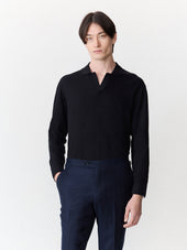 Polo manches longues slim en coton noir