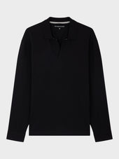 Polo Manches Longues Slim En Coton Noir
