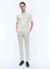 Ecru cotton and cashmere polo