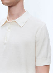 Ecru cotton and cashmere polo
