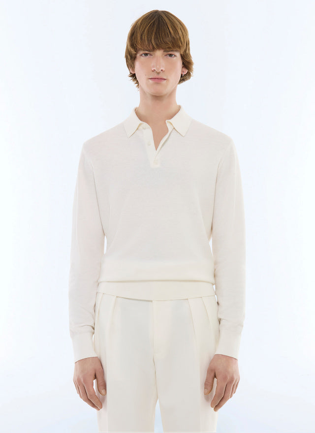Cotton and cashmere polo shirt
