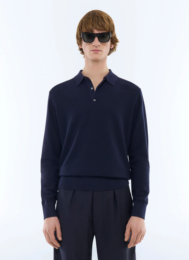 Cotton and cashmere polo shirt
