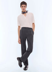 Seed stitch cotton-wool polo