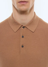 Cotton-cashmere moss stitch polo