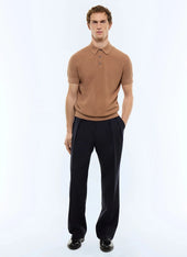 Cotton-cashmere moss stitch polo