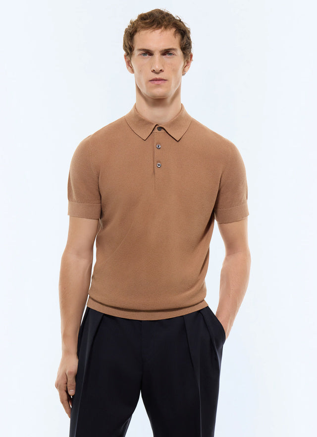Cotton Cashmere Moss Stitch Polo