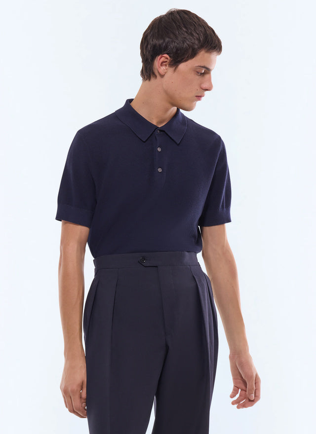 Cotton Cashmere Seed Stitch Polo