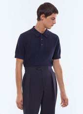 Cotton-cashmere seed stitch polo