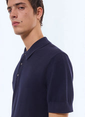 Cotton-cashmere seed stitch polo