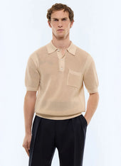 Organic cotton hemstitch knit polo