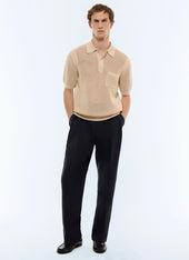 Organic cotton hemstitch knit polo