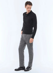 Merino Wool Long Sleeves Polo Sweater