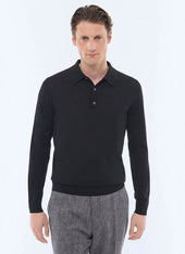 Merino wool long-sleeves polo sweater