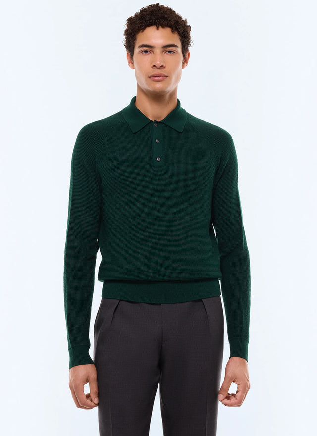 Moss stitch certified wool polo