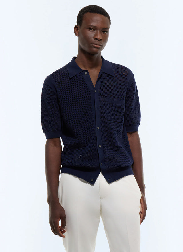 Fine open-knit cotton polo