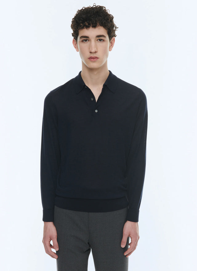 Merino wool polo sweater