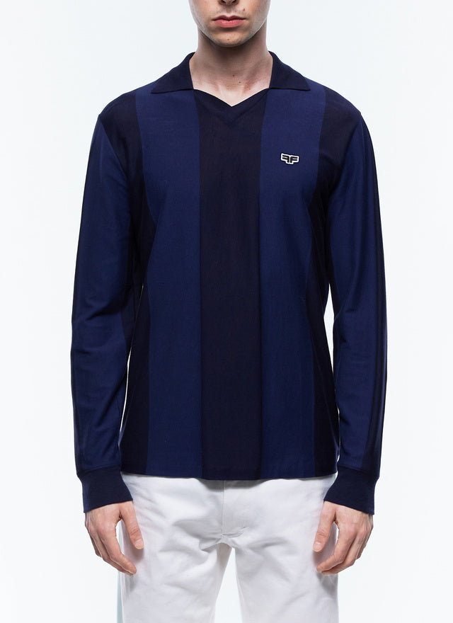 Striped cotton jersey polo shirt