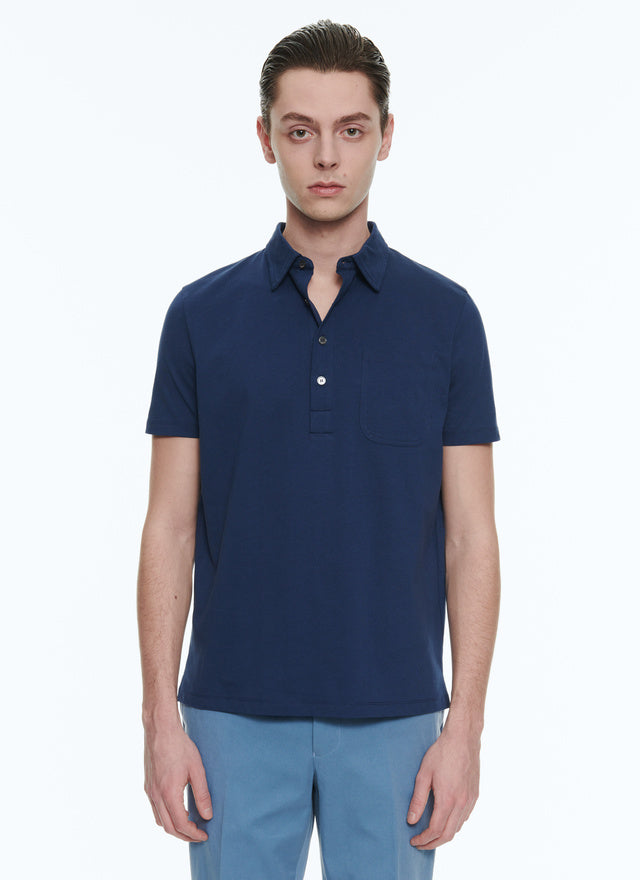 Cotton Jersey Polo Sweater