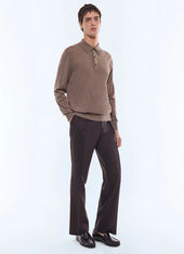 Long-sleeved merino wool polo shirt