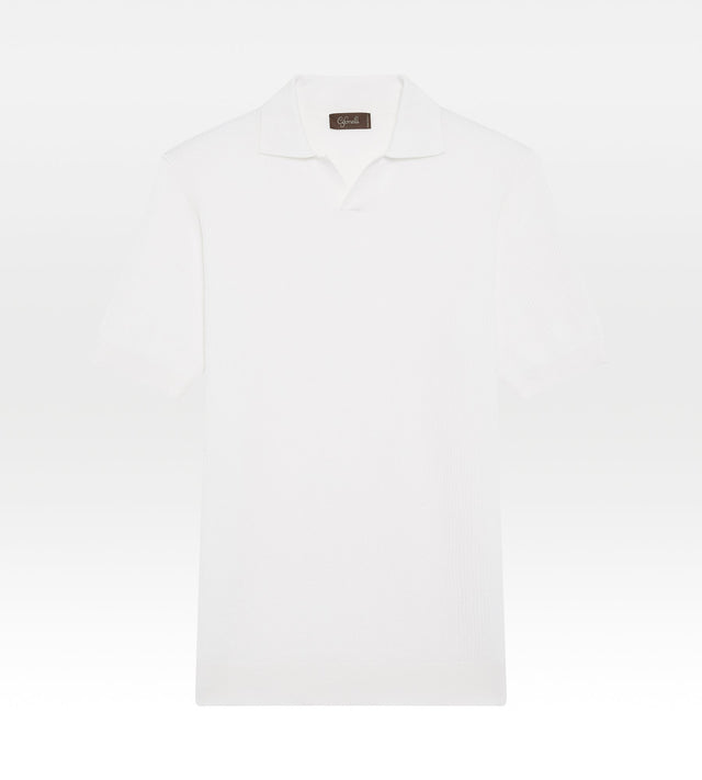 Polo en coton blanc tricoté