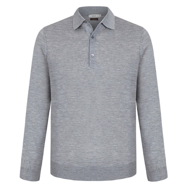 Polo en cachemire & soie gris clair
