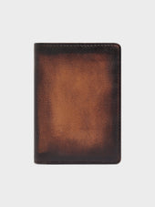 Portefeuille en cuir patiné cognac