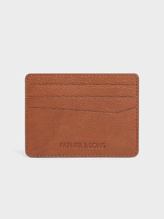 Porte-cartes en cuir grainé cognac