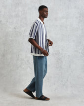 Porto And Ecru Stripe Crochet Knitted Polo Shirt