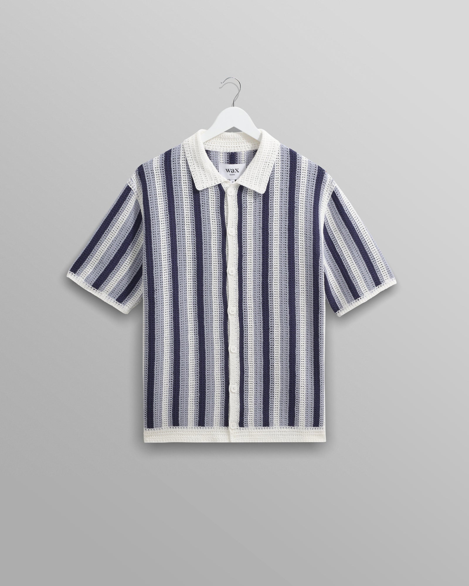 Porto And Ecru Stripe Crochet Knitted Polo Shirt