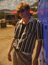 Porto And Stripe Crochet Knitted Shirt