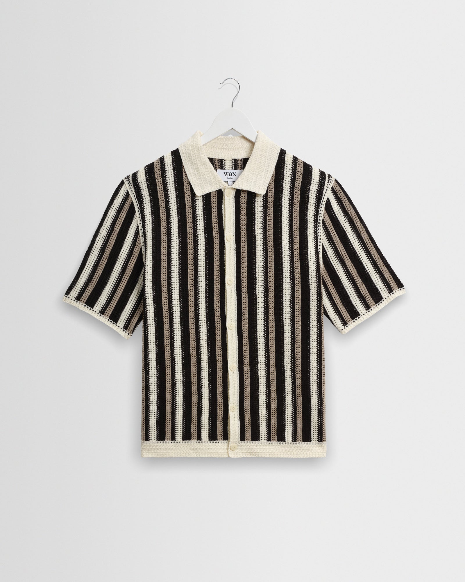 Porto And Stripe Crochet Knitted Shirt