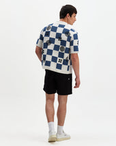 Porto And Blue Square Crochet Knitted Shirt