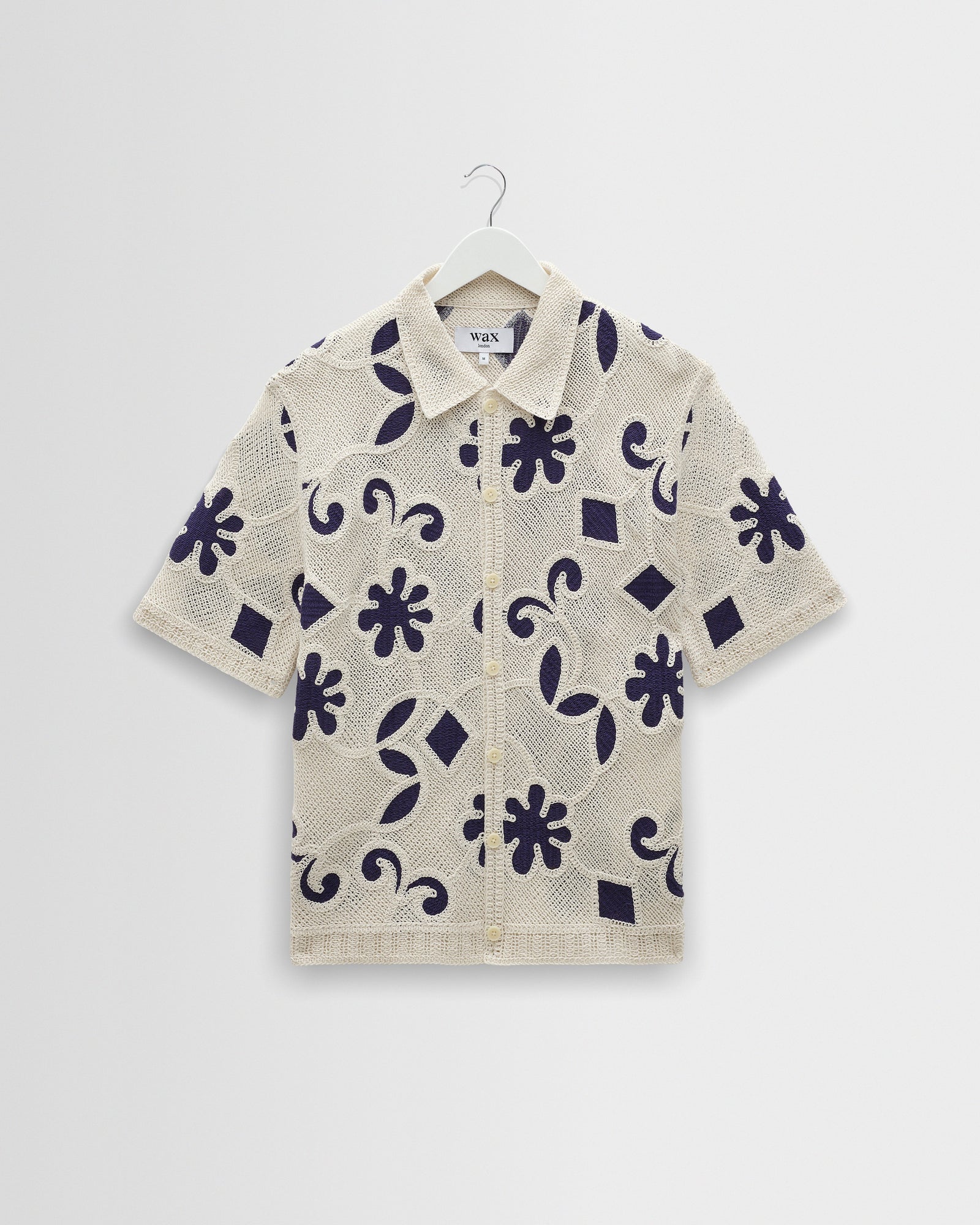 Porto And Navy Doodle Crochet Knitted Shirt