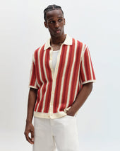 Porto And Orange Stripe Crochet Knitted Shirt
