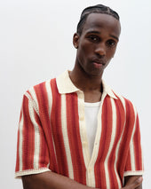 Porto And Orange Stripe Crochet Knitted Shirt