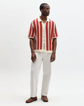 Porto And Orange Stripe Crochet Knitted Shirt