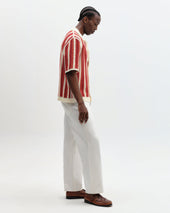 Porto And Orange Stripe Crochet Knitted Shirt