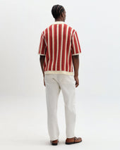 Porto And Orange Stripe Crochet Knitted Shirt