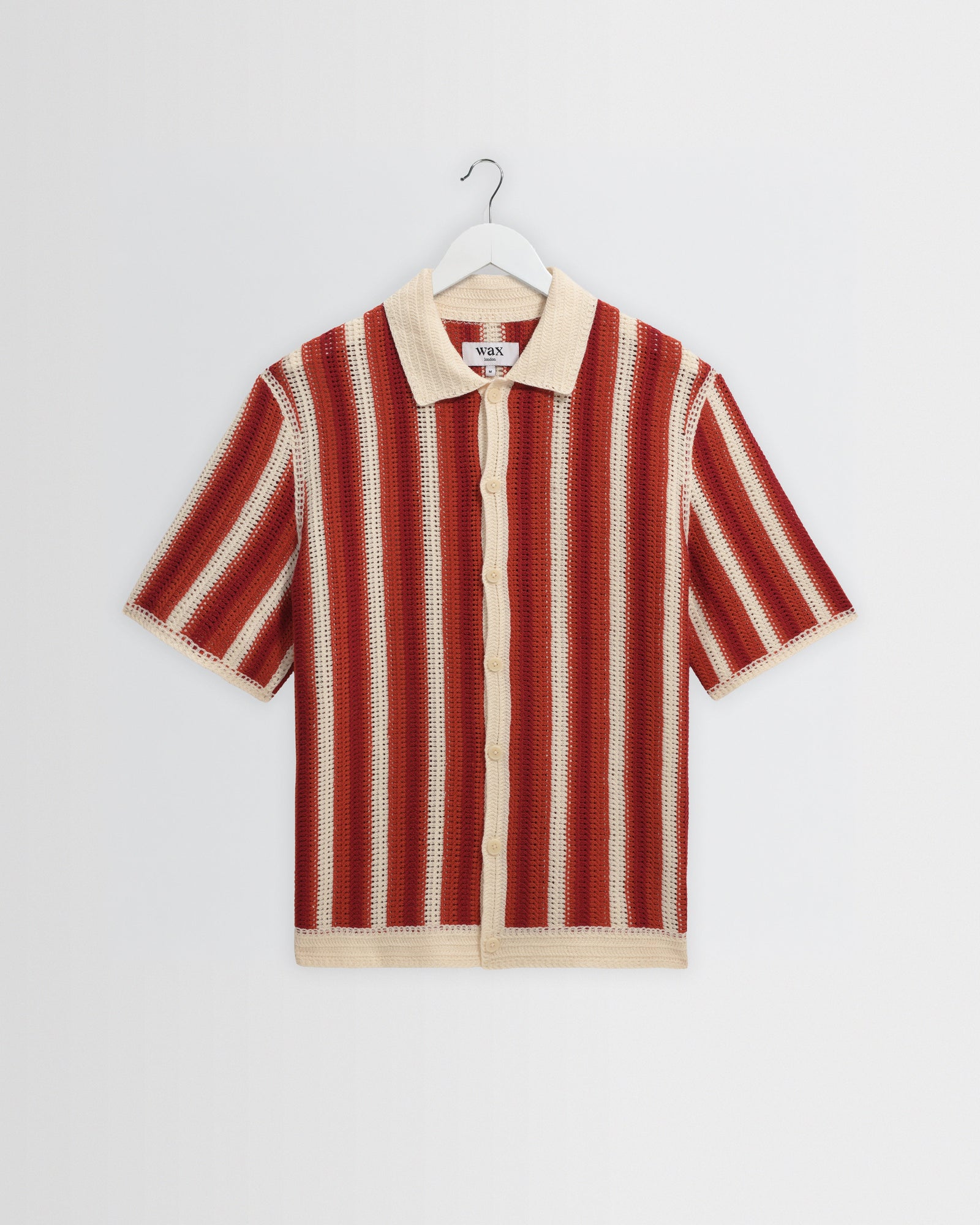 Porto And Orange Stripe Crochet Knitted Shirt