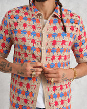 Porto Multicolour Splash Crochet Shirt