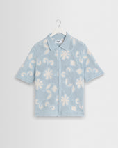 Porto - Pale Blue Doodle Crochet Knitted Shirt