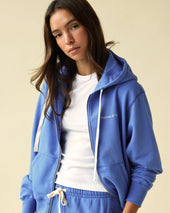 French Terry Zip Hoodie Blue Unisex
