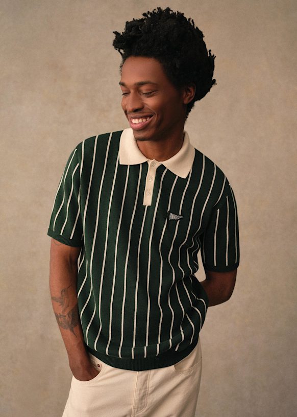 Amour Club Knit Polo Green Ecru