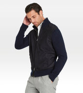 Pull Zip Bleu En Daim Cachemire